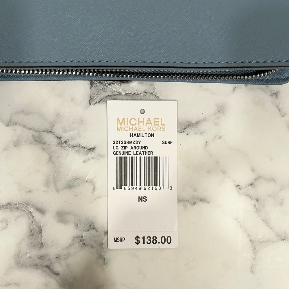 Michael Kors Jet Set Travel Tote Surf Blue Matching Hamilton Wallet
